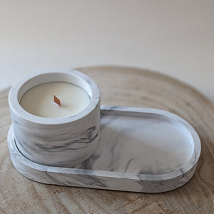 Oval Tray Marble Coastline